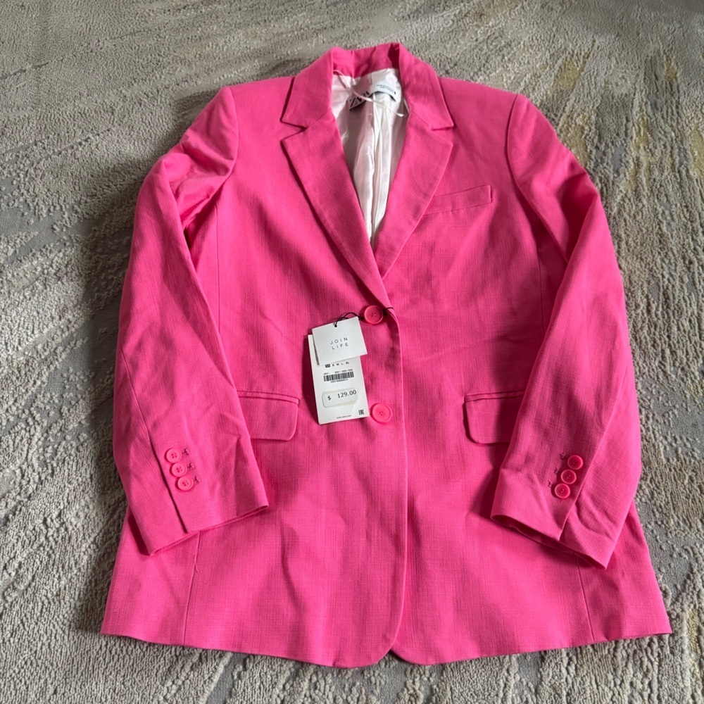 Zara hot pink blazer oversized jacket XS new - Picture 2 of 10